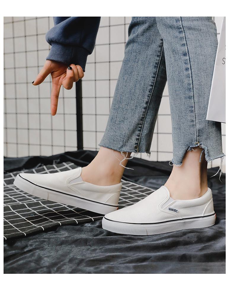 Женские парусиновые слипоны на осень 2025 года - Повседневные белые кроссовки в корейском стиле