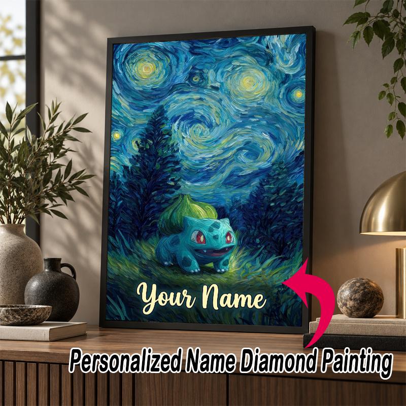 Personalized Bulbasaur Diamond Art Custom Name 5D Diamond Painting Full Drill DIY Craft