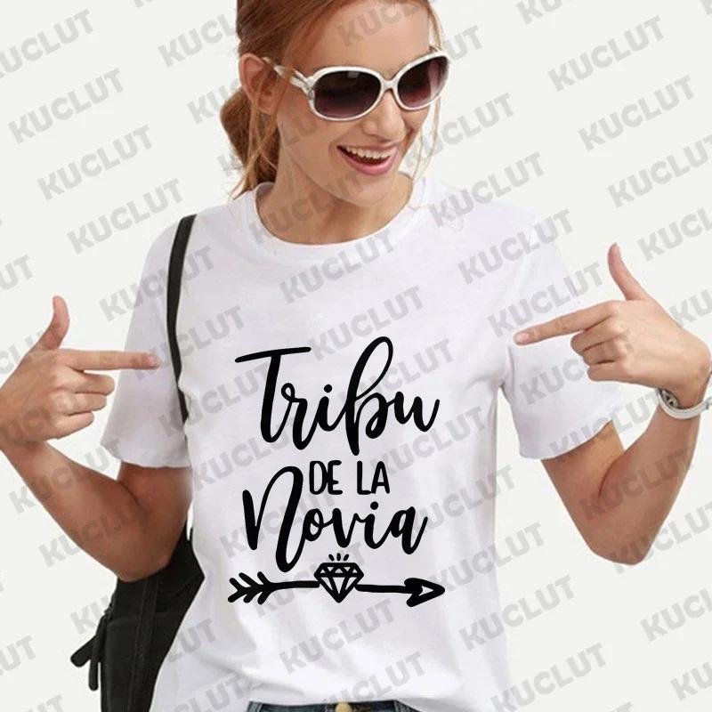 Spanish Team Bride Tribe T-shirt Woman Bachelorette Single Farewell Party Tees Bridesmaid Shirt Bridal Shower Wedding Y2k Tops