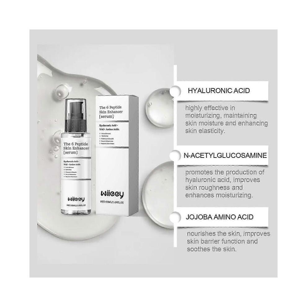 The 6 Peptide Skin Booster Serum, Repairing Serum with Hyaluronic Acid, Reduces Fine Lines & Wrinkles, Soothes Skin, Skin Renewal Boosting Facial Esse
