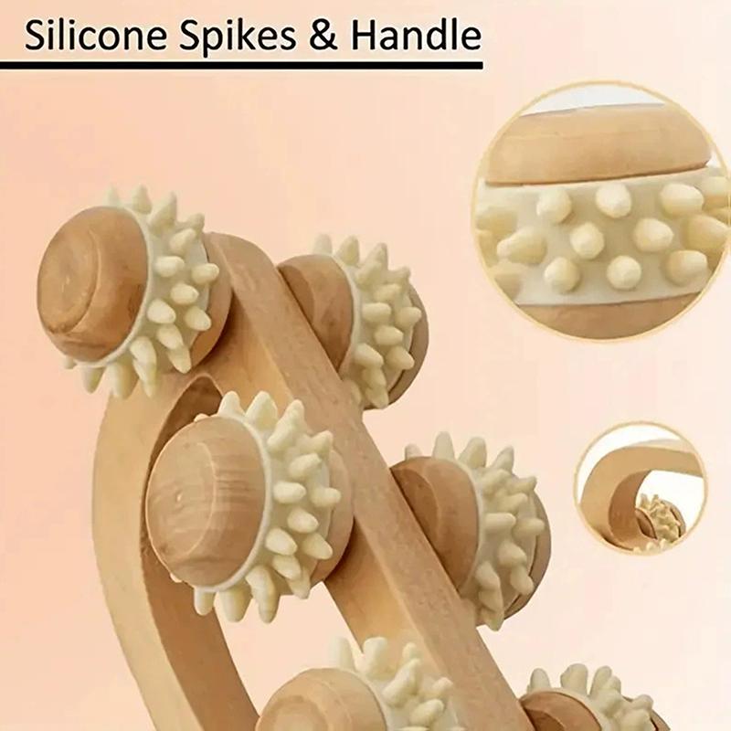 Ручной 6-роликовый массажный ролик для больных мышц, деревянные терапевтические массажные инструменты, деревянный ролик для глубокого массажа тканей