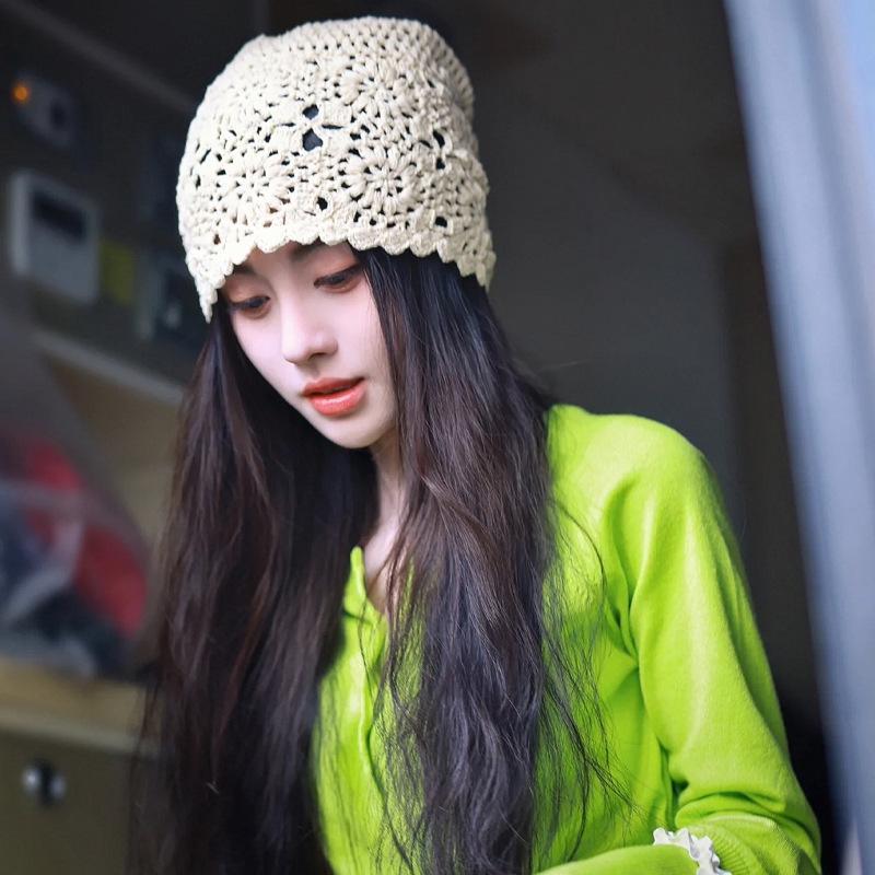 Модная ручная работа вязаная кепка-сумка женская весна и осень Ju Jingyi Same Hollow Wool кепка ретро литературный ворс кепка