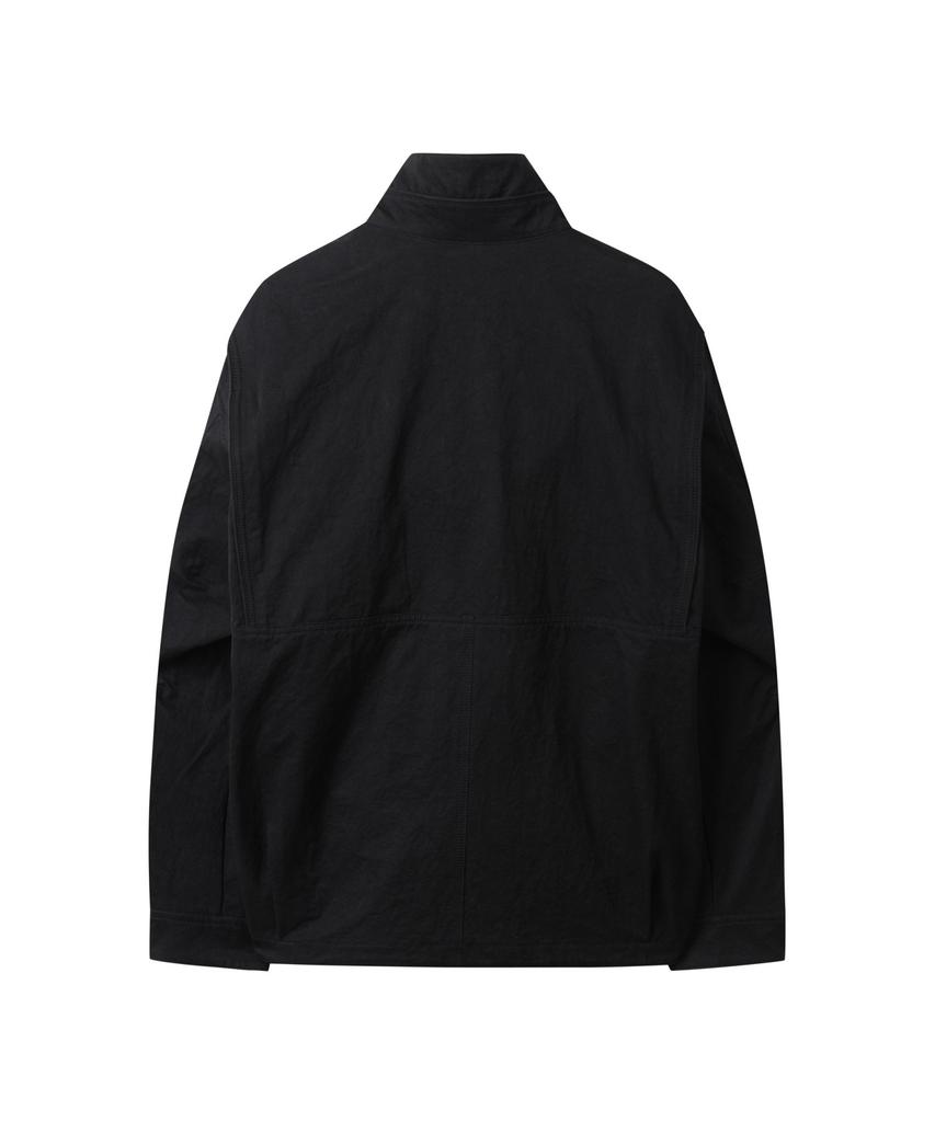 Customellow Black Creased Cotton Jacket Cwuas25212Bkx