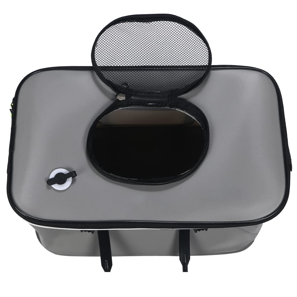 Foldable Fishing Bucket with Lid for Fishing Outdoor Storage Tackle, (Gray, 50cm)