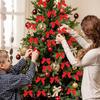 50/100Pcs Red Bow Christmas Decoration Xmas Tree Bowknot for Home Decor Navidad New Year 2025 Santa Claus Gift Wedding Decor