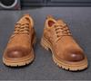 Men's Classic Retro Work Shoes Thick Sole Suede Genuine Leather Mens British Style Lace-up Casual Shoes Men