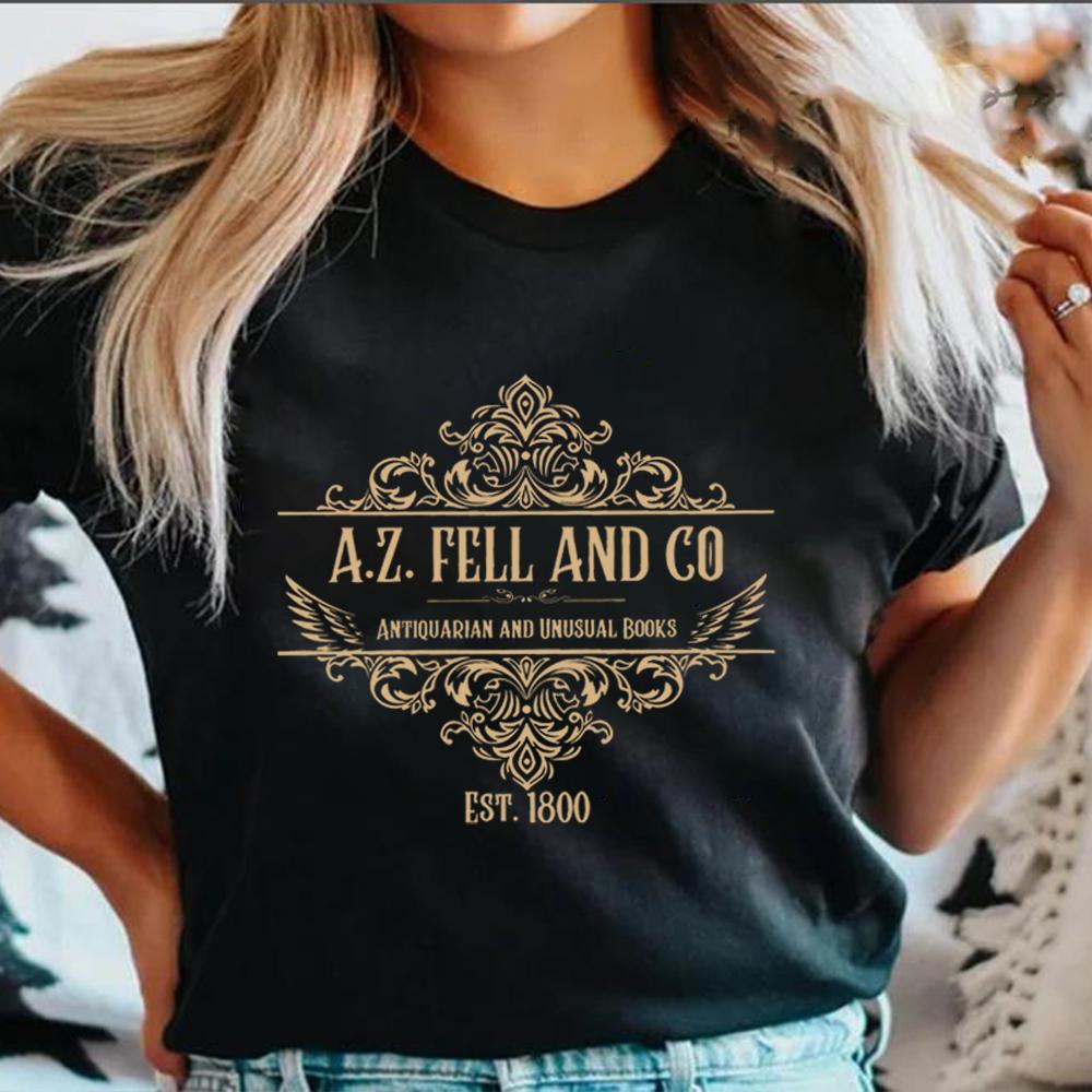 Хорошие Унисекс Футболки Женские AZ Fell and Co Антикварные и Необычные Книги Футболка Ретро Женская Одежда Унисекс Повседневные Топы