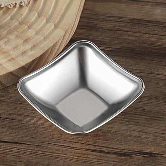 1/2/3 Grids Stainless Steel Seasoning Dish Korean Metal Barbecue Sauce Dipping Dish Plate BBQ Restaurant Kitchen Tableware