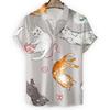 Новая рубашка Kawaii 3D Cartoon Anime Cat Print Shirt для мужчин Cool Designs Short Sleeve Button Hawaiian Shirts Holiday Beach Tops Bloose