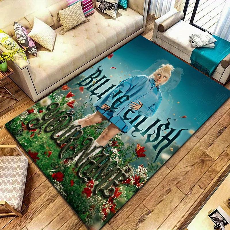 Billie Eilish Custom Name Carpet Rug for Living Room Bedroom Home Sofa Decoration,Kids play Non-slip Floor Mat