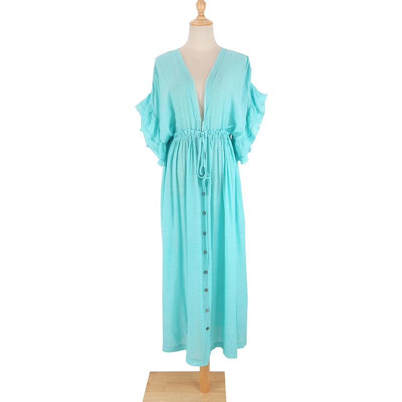 Bamboo Waist-Tie Skirt & Cardigan Beach Cover-Up for Women