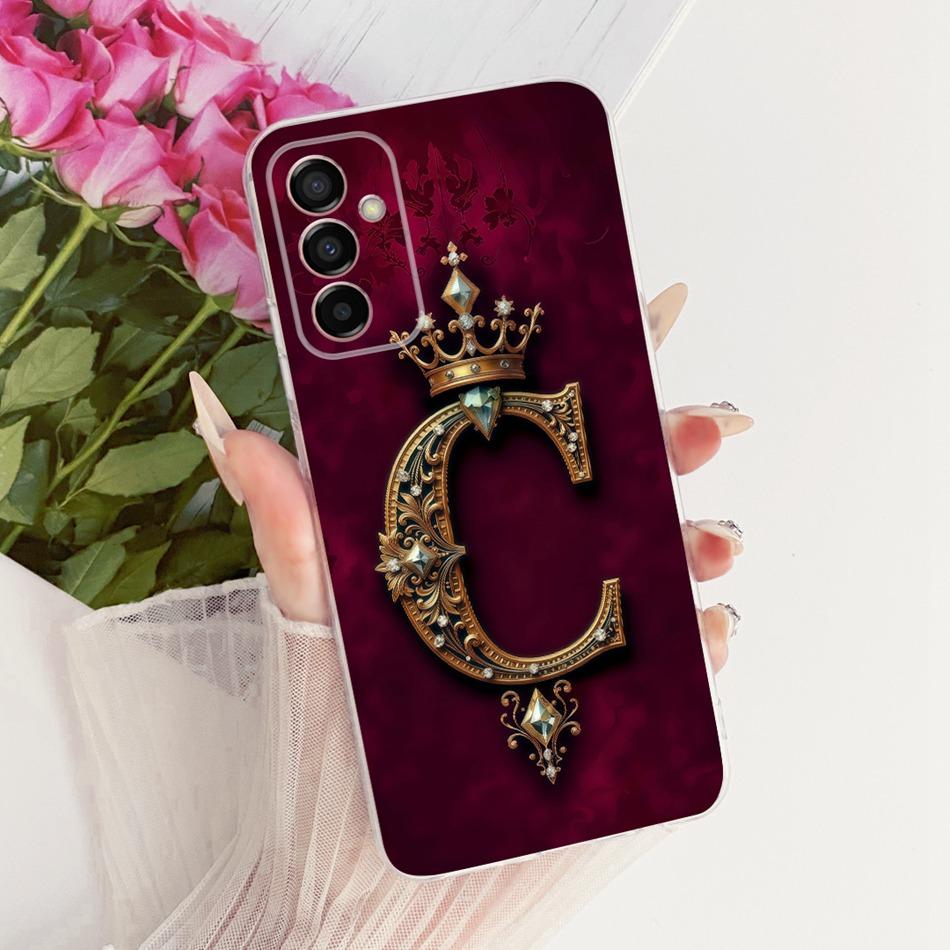 For Samsung Galaxy M23 F23 Royal Crown Initial Letter Couple Phone Case For Samsung F23 M23 5G Soft Silicone TPU Covers Bumpers
