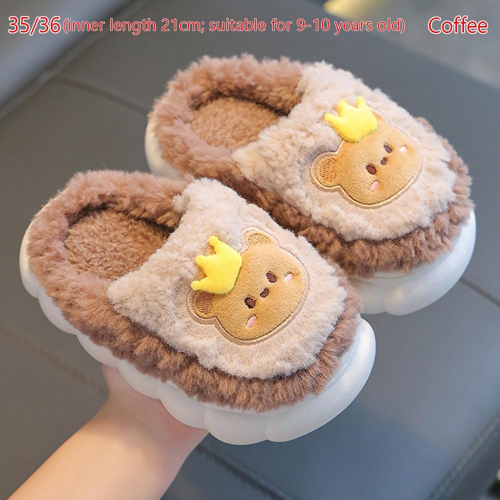 Rabbit/Bear Children's Cotton Slippers Plush Indoor Slippers High-quality Kids Furry Slippers