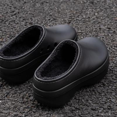 Водонепроницаемые нескользящие хлопковые тапочки 2025 - Зимняя домашняя и уличная обувь с закрытым носком для мужчин и женщин