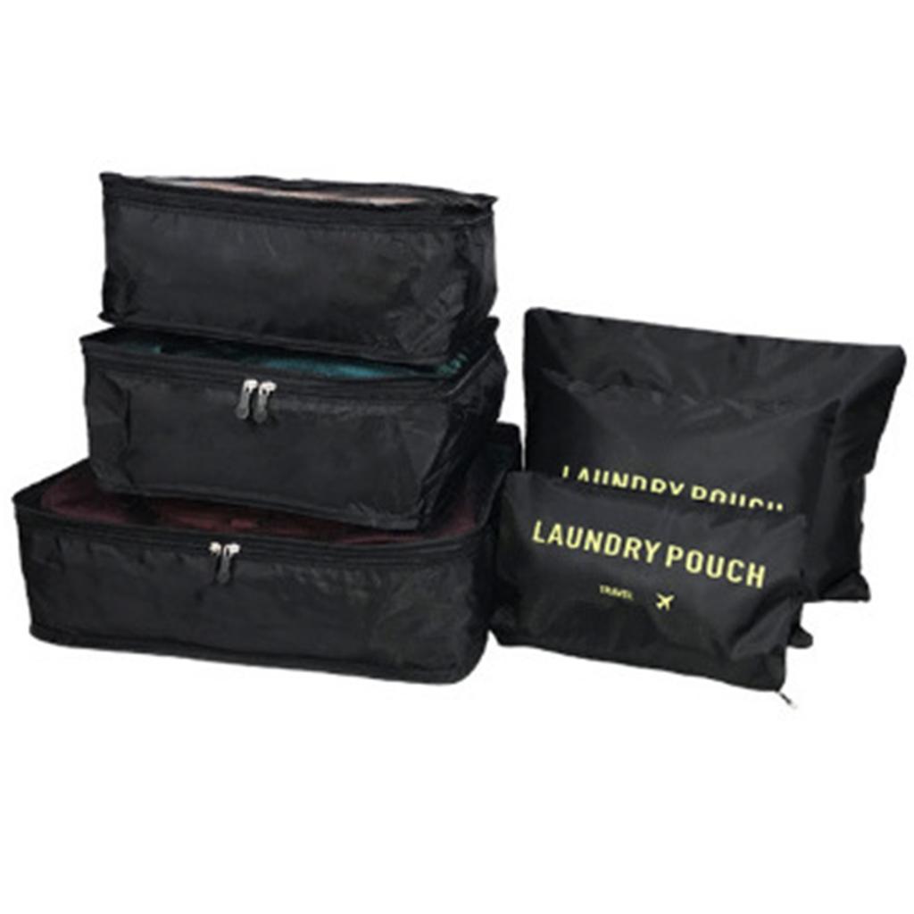 6pcs/Set Travel Luggage Packing Cubes Suitcase Clothes Storage Bag Organiser Foldable Clothing Organizer Shoes Underwear Pouch