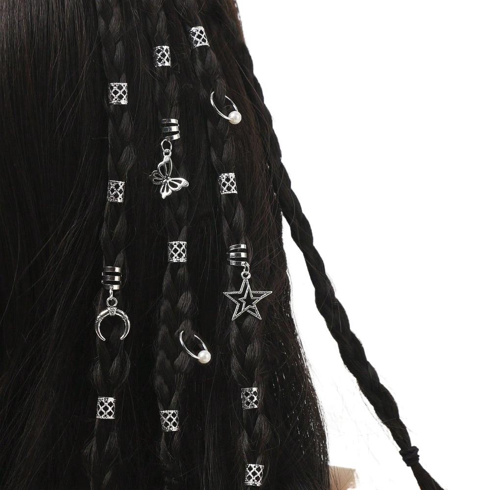 25pcs Hair Braiding Hollow Out Hair Ring Dread Locks Hair Braid Tubes Dreadlocks Beads  Decor