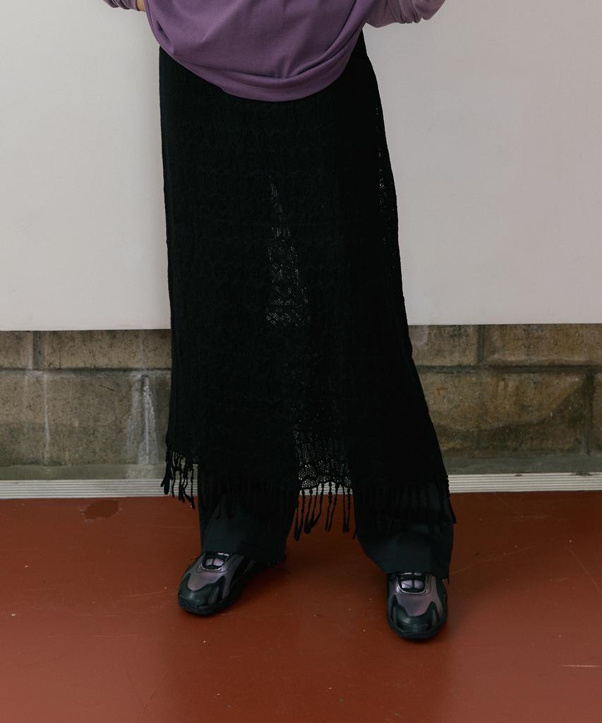 Riorg Ref Fringe Long Skirt Black