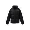 Li Ning Letter Print Color Block Loose Warm Down Jacket Unisex Outerwear Black AYMR304-1