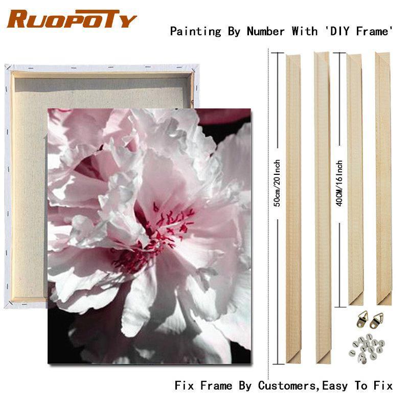 RUOPOTY DIY Frame Oil Painting By Numbers Flower Unique Gift On Canvas Wall Art Picture By Numbers For Living Room