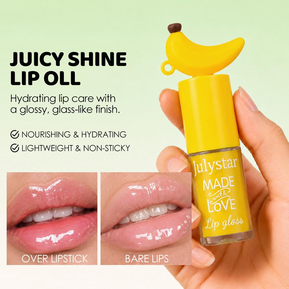 Banana Lip Gloss Oil, High Shine Mirror Glossy Clear Lip Tint, Deeply Hydrating Moisturizing Plumping Lip Glow Balm, Cute Fruit Lip Care Makeup