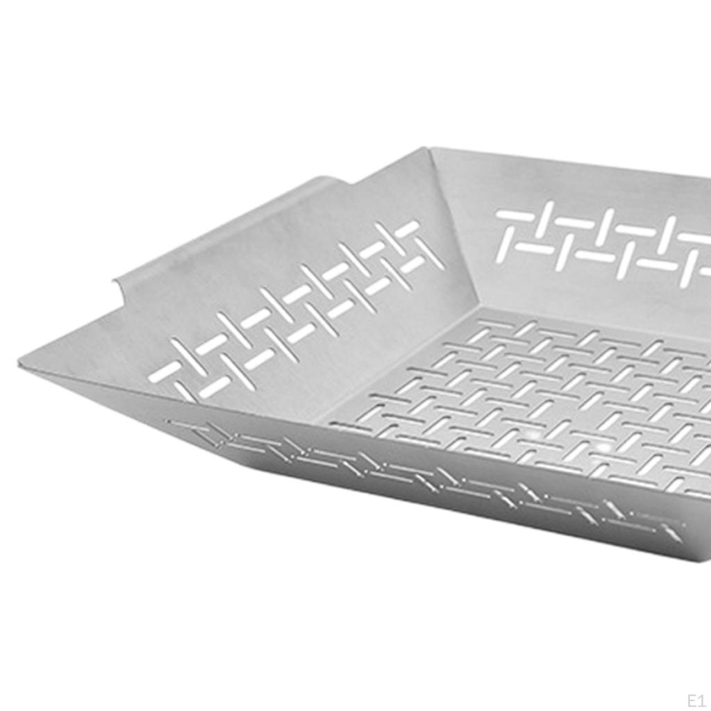 BBQ Veggies Grill Basket Accessories for Barbecue Curved Handles Rust Resistant Deep Tray