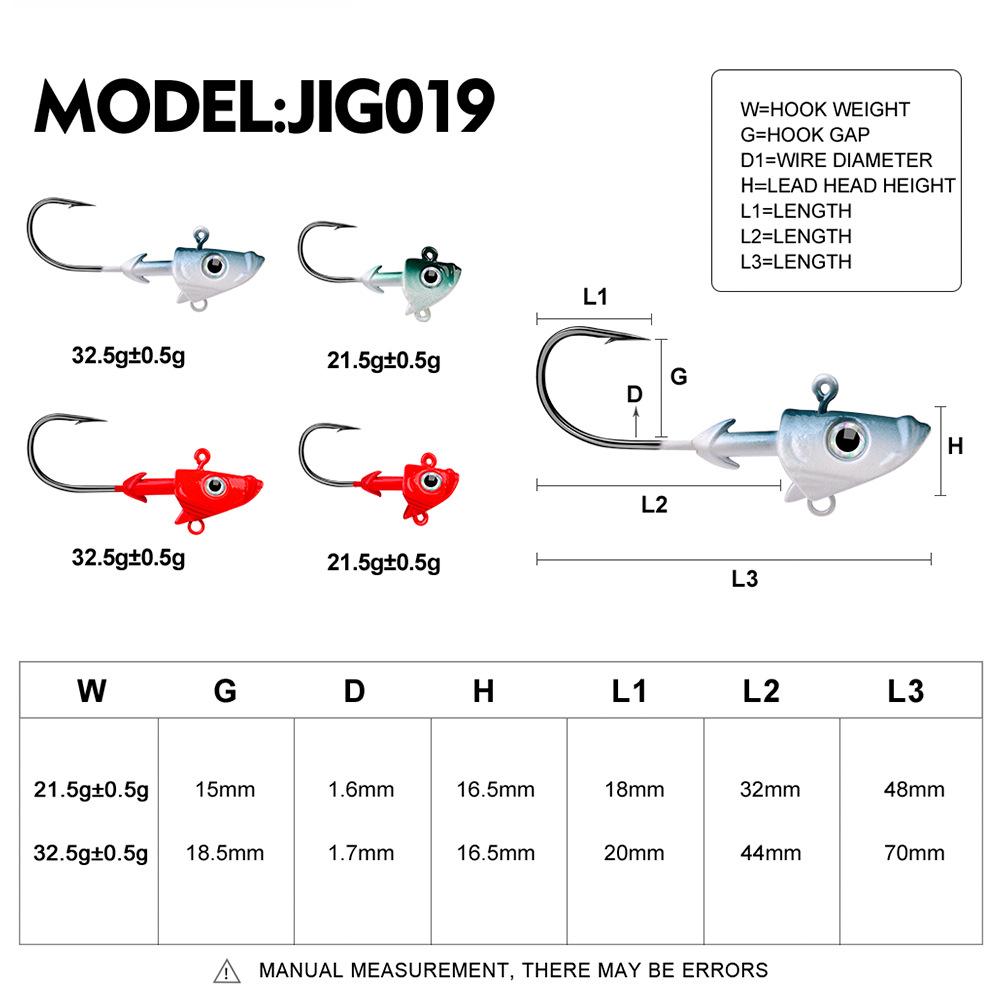 LURE Lead Head Hook Fish Head Hook Weight Soft Bait Hanging Bottom 21.5g 32.5g Glue Accessories