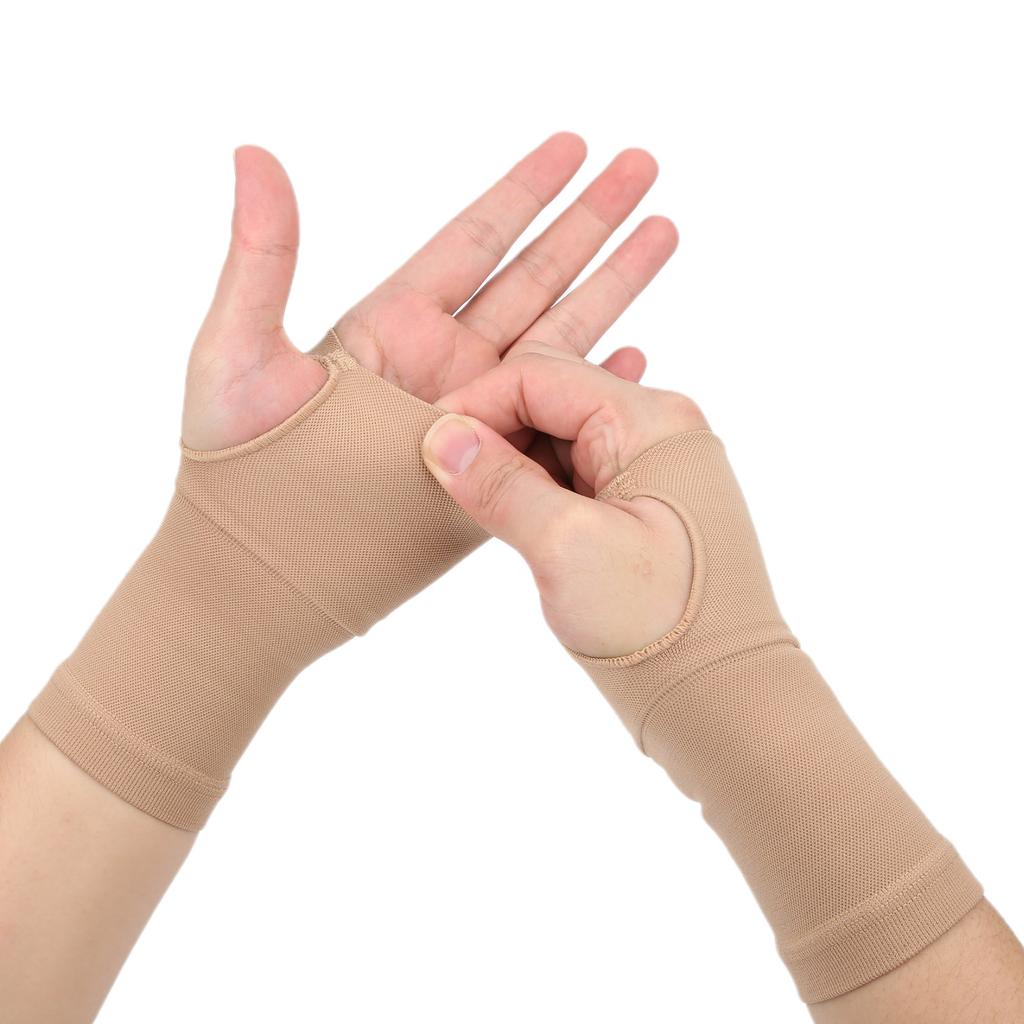 1 Pair Set Wrist Protective Brace Carpal Tunnel Support Fingerless Arthritis GlovesSkin Color