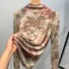 Autumn and Winter Half High Neck Bottoming Printed Long Sleeve Inner Temperament Tops