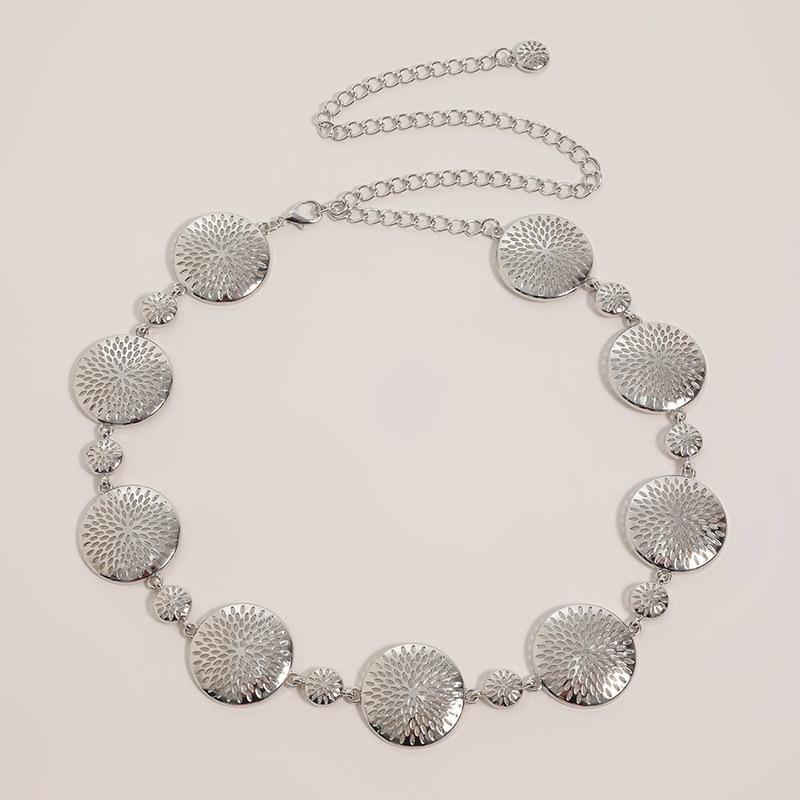 Новый стиль женской поясной цепочки высокого класса с металлическими ажурными узорами и геометрическим дизайном