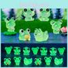 Cute Luminous Frog Figures Resin Animal Ornament For Car Desktop Decoration