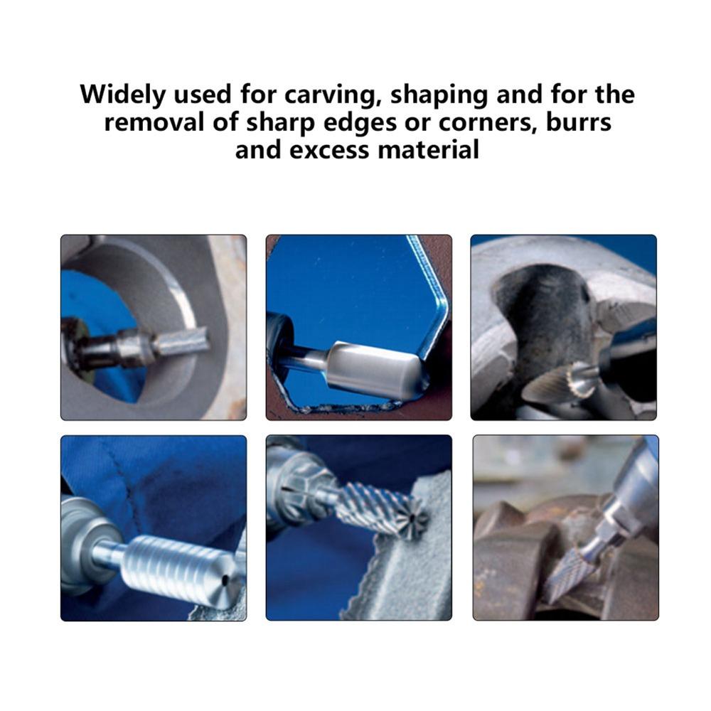 5PCS High speed steel Rotary Burr Files Silver Carbide Burr Set Durable Rotary File Tools