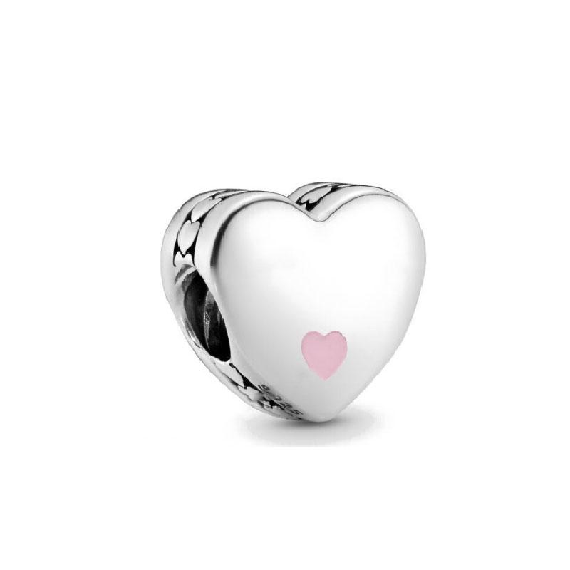 New 925 Plated Silver Beads Smooth surface Charms Fit Pan Bracelet DIY Gift Women