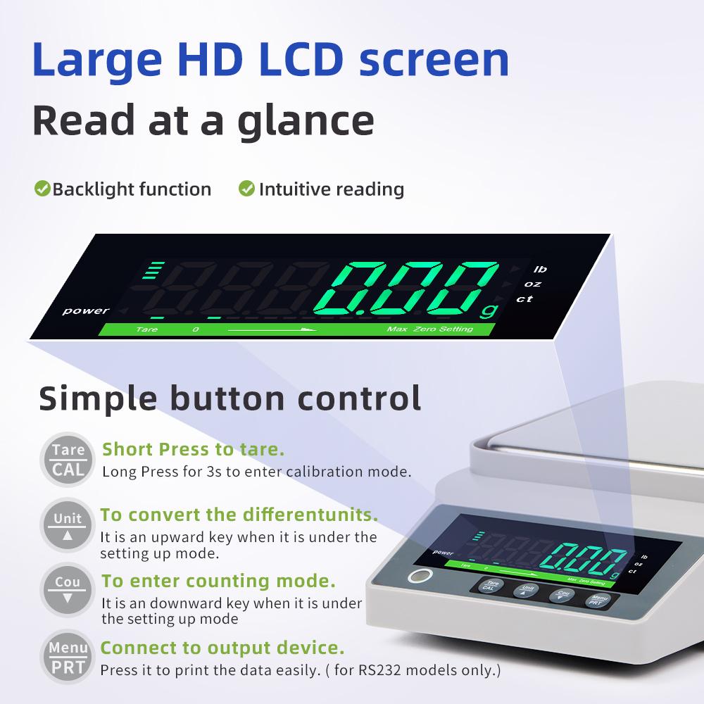 1 КГ 5 КГ 10 КГ Прецизионные Весы Электронные Весы LCD Подсветка Лабораторные Аналитические Весы EU Вилка С RS232 Интерфейсом