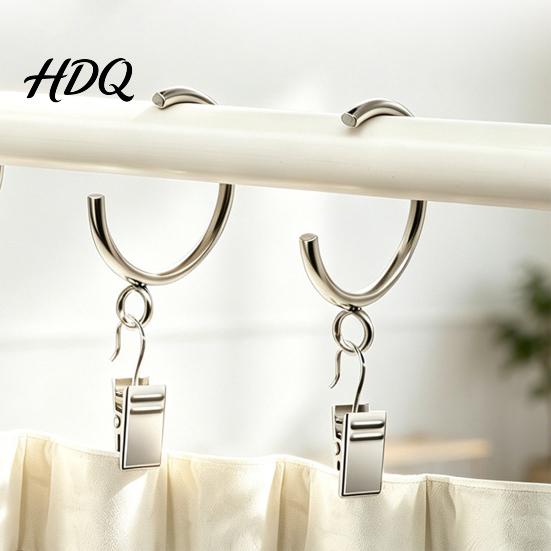 Anti Rust Metal Curtain Hardware 10Pcs C Shaped Rings Heavy Duty Bypass Rings for 1.25 Inch Rods Passing Drapery with Eyelets French Return