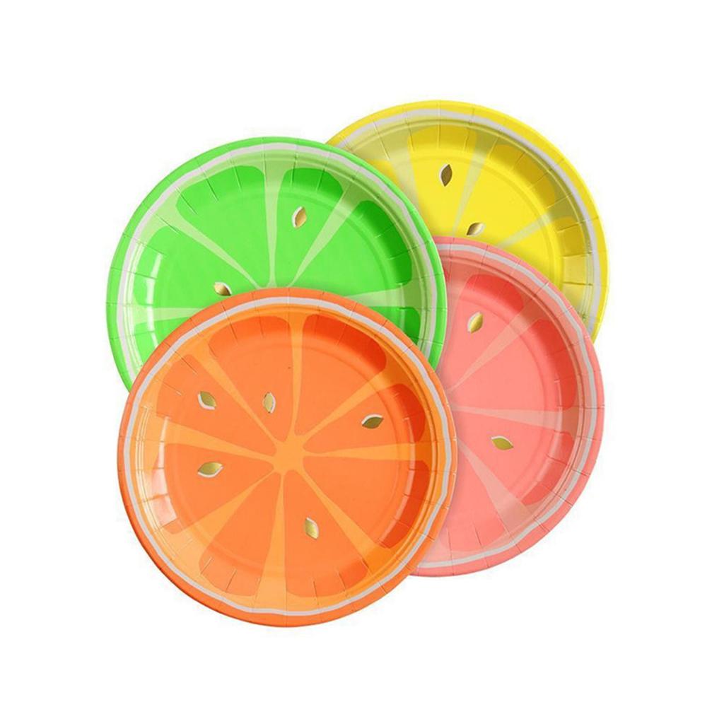 Fruit Themed Disposable Party Tableware Set 8PCS, Food Grade Eco Friendly Tableware Party Plates Cups for Summer Picnic BBQ Birthday Party Decorations