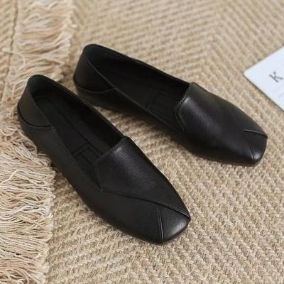 Модная женская летняя обувь Плоские мокасины Туфли для женщин Лоферы Квадратный носок Белые балетки Последняя обувь Повседневный корейский стиль Тренд