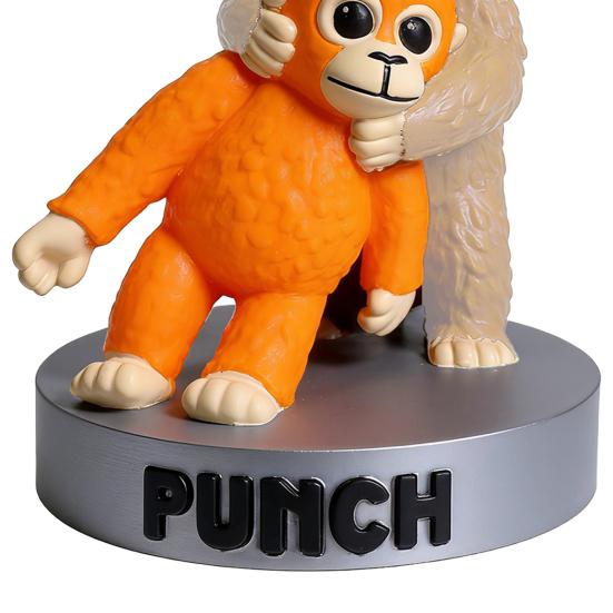 Monkey Figurine 3D Printed Cute Monkey Holding Plush Toy Desktop Ornament for Living Room Bedroom Tabletop Decoration