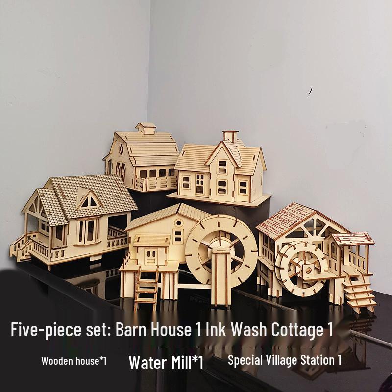 3D Wooden DIY Log Cabin Model - Creative Handmade Villa Puzzle for Adults