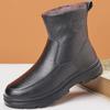 Men's Cotton Leather Snow Boots, Anti-Skid Fur-Lined, High Top for Middle-Aged & Elderly.