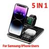 5 In 1 15W Foldable Wireless Charger Alarm Clock LED Light Dock For Samsung Apple Galaxy Watch Airpods Buds Pro Charging Station