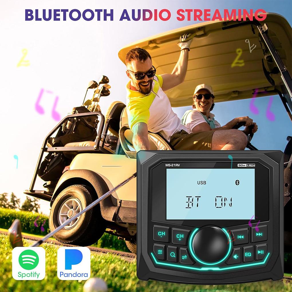 Marine MP5 Radio SPA RZR Bluetooth AM FM UTV RDS Multimedia Video Player 3-inch Screen AU-X