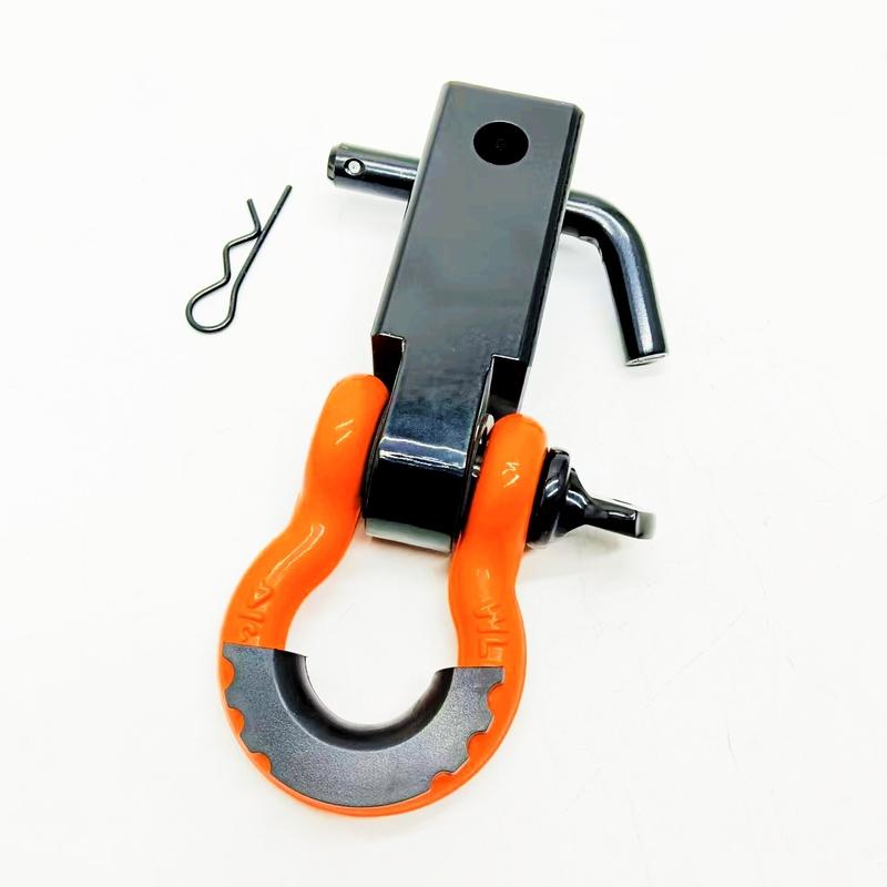 3/4" D Ring Bow Shackle Carbon Steel Tow Hook Kit Off-Road Receiver Hitch Mount for Trailer Recovery & Towing Accessories