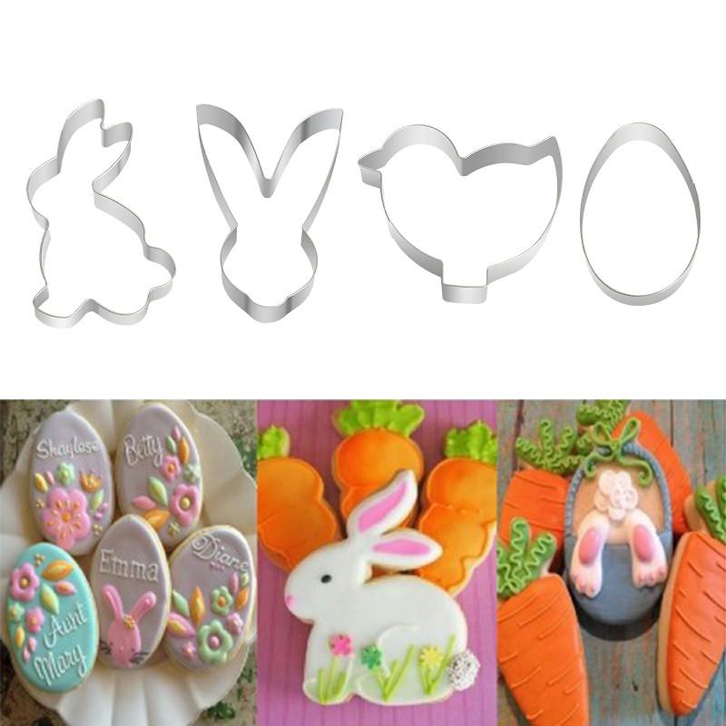4 шт. 3D кролик куриные яйца Нержавеющая сталь форма для печенья Пасхальный торт украшения Кухня DIY инструменты для выпечки