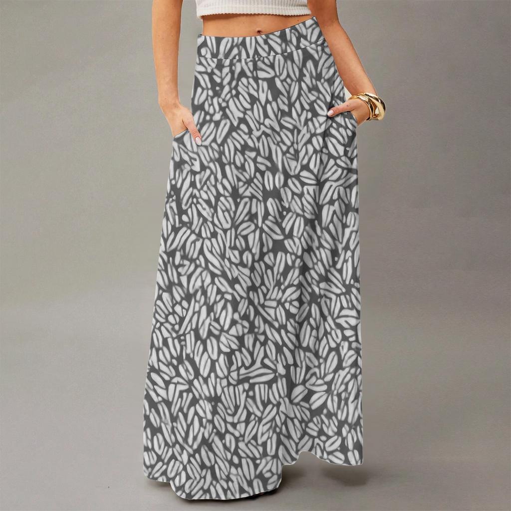 Женское струящееся платье макси, обычная повседневная юбка в стиле бохо с цветочным принтом