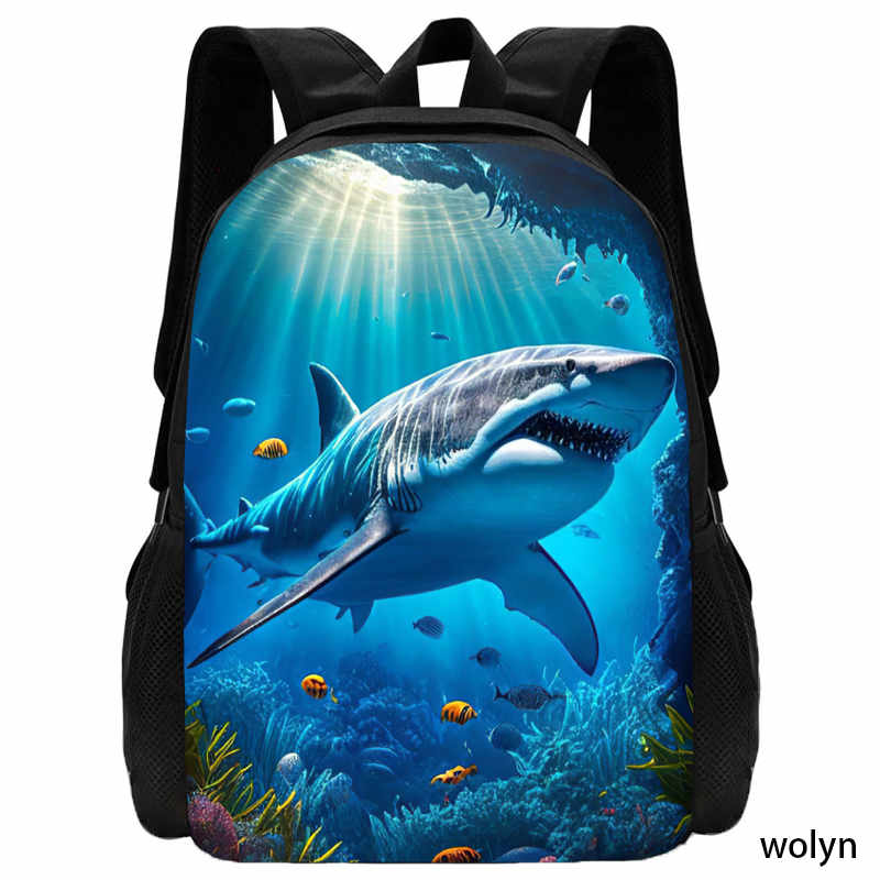 Mochila 3D Shark Prints школьный рюкзак для детей, мультяшные животные принтованные школьные сумки для мальчиков и девочек, легкий детский рюкзак
