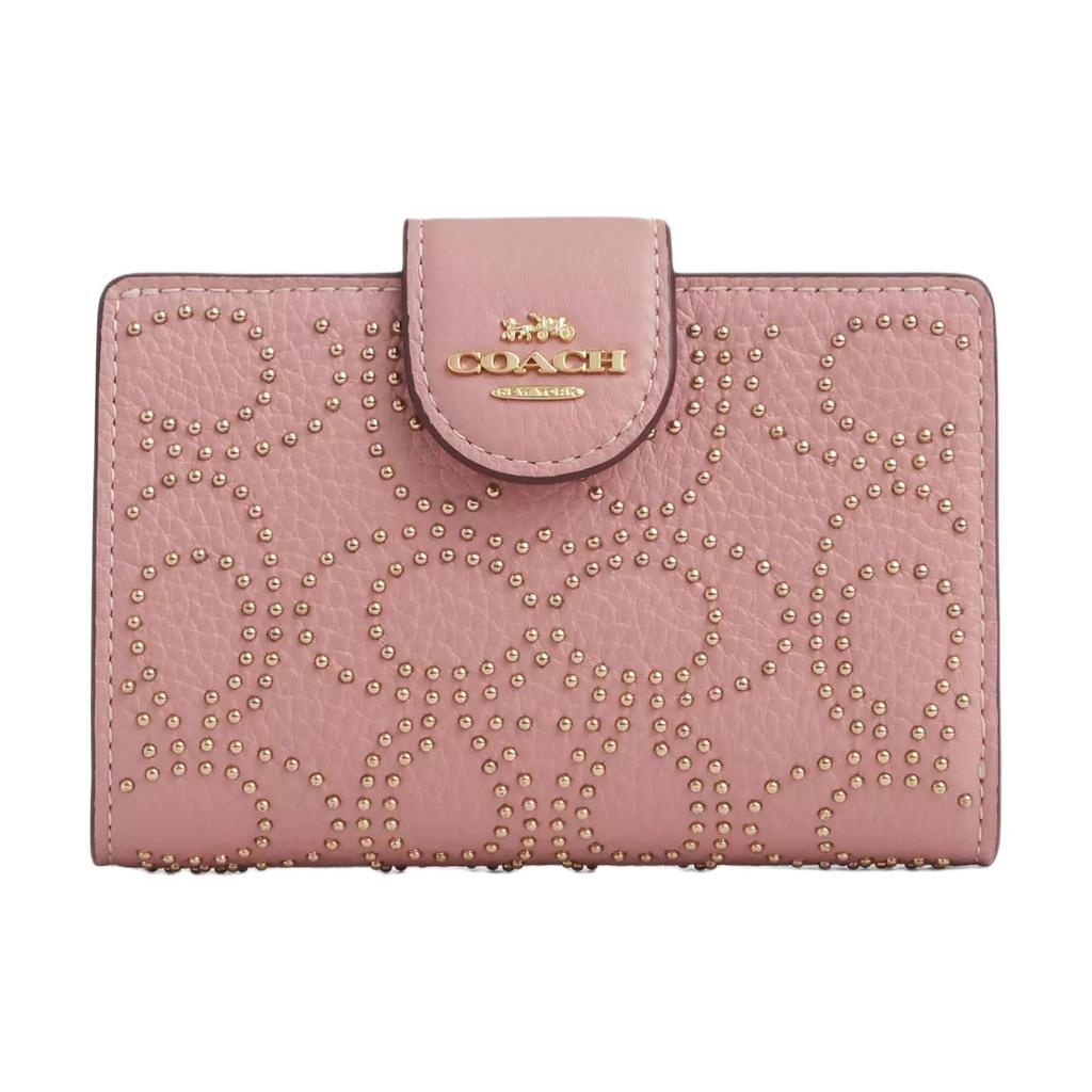 COACH Refined Pebbled Leather Wallet Womens Pink