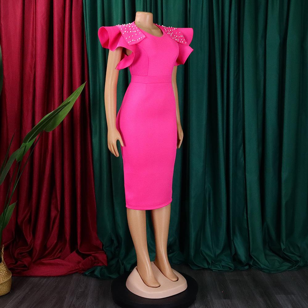 YYFS Женская мода лето весна однотонный принт с коротким рукавом и круглым вырезом с высокой талией повседневные платья