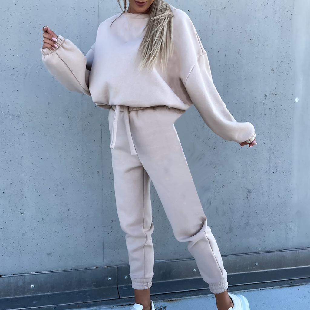 Женский повседневный спортивный костюм и зимняя модная свободная кофта с длинным рукавом, двойка