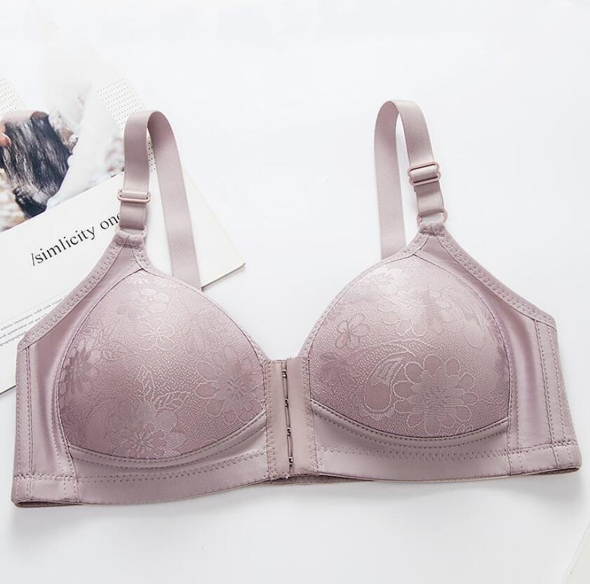Бюстгальтер с пряжкой спереди, большой размер, без стальных колец, нижнее белье для мам, женский дышащий регулируемый тонкий бюстгальтер пуш-ап
