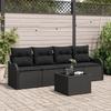 vidaXL 5-piece Garden Sofa Set with Cushions In Black Poly Rattan 3354242